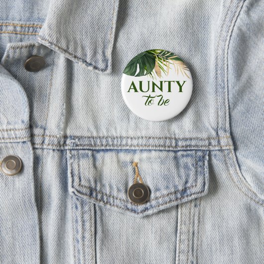 緑と金ゴールドパーム葉熱帯赤ちゃんシャワー 缶バッジ (インサイチュ)