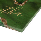 緑と金ゴールドフェイクグリッター大理石 カッティングボード (角)