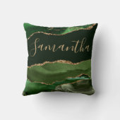 緑と金ゴールドフェイクグリッター大理石 クッション (裏面)