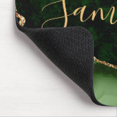 緑と金ゴールドフェイクグリッター大理石 マウスパッド (コーナー)