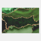 緑と金ゴールドフェイクグリッター大理石 ラッピングペーパーシート (正面3)