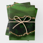 緑と金ゴールドフェイクグリッター大理石 ラッピングペーパーシート (インサイチュ)