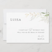 緑と金ゴールドフォトメイド・オブ・オーナー(花嫁付き添い人)カード 招待状 (裏面)