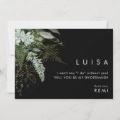 緑と金ゴールドブラック |花嫁のプロポーザルのカード 招待状 (裏面)