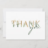 緑と金ゴールドベイビーシャワーフラットサンキューカード サンキューカード (正面)