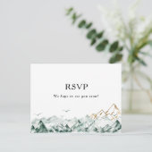 緑と金ゴールドマウンテンメニュー選択RSVPカード ポストカード (スタンド正面)