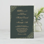 緑と金ゴールドムスリム結婚式招待状 招待状 (スタンド正面)