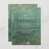 緑と金ゴールドモダンの水の色結婚の詳細 エンクロージャーカード (正面/裏面)