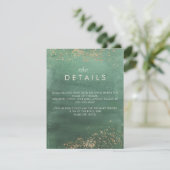 緑と金ゴールドモダンの水の色結婚の詳細 エンクロージャーカード (スタンド正面)