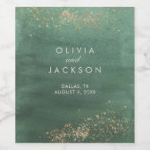 緑と金ゴールドモダンの水の色結婚の ワインラベル (シングルラベル)