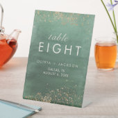 緑と金ゴールドモダンの色テーブル番号 台座サイン (インサイチュ)