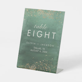 緑と金ゴールドモダンの色テーブル番号 台座サイン