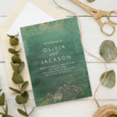 緑と金ゴールドモダン水彩結婚式招待状 招待状