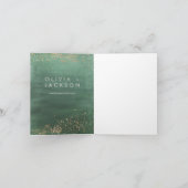 緑と金ゴールドモダン水色サンキューカード カード (内部)