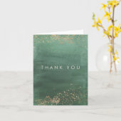 緑と金ゴールドモダン水色サンキューカード カード (黄色い花)