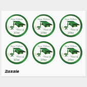 緑と金ゴールドモルタル、卒業証書 ラウンドシール (シート)