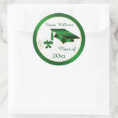 緑と金ゴールドモルタル、卒業証書 ラウンドシール (バッグ)