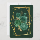 緑と金ゴールドユニークの幾何学的フローラ結婚 招待状 (裏面)