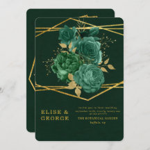 緑と金ゴールドユニークの幾何学的フローラ結婚