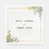 緑と金ゴールドユーカリの水色 スタンダードランチョンナプキン (正面)