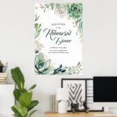 緑と金ゴールドリハーサルディナーウェルカムサイン ポスター (ホームオフィス)