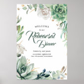 緑と金ゴールドリハーサルディナーウェルカムサイン ポスター (正面)