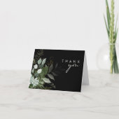 緑と金ゴールドリーフのスクリプト |黒 サンキューカード (正面)