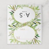 緑と金ゴールドリーフの枠葉付きの表の番号 プレイスカード (外部開封)