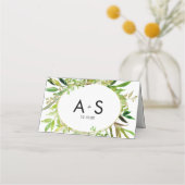 緑と金ゴールドリーフの枠葉付きの表の番号 プレイスカード (裏面)