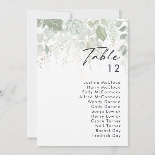 緑と金ゴールドリーフの表の番号グラフ (裏面)