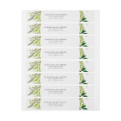 緑と金ゴールドリーフの額縁の水色結婚の ラップアラウンドラベル (シート)