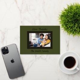 緑と金ゴールド写真の感謝祭 箔シーズンカード