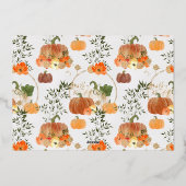 緑と金ゴールド写真サンクスギビングのホイルホリデーカー 箔シーズンカード (裏面)