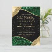 緑と金ゴールド冬の続編21st誕生日 招待状 (スタンド正面)