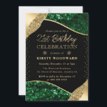 緑と金ゴールド冬の続編21st誕生日 招待状<br><div class="desc">緑と金ゴールドエレガントの冬のシーケンスクリスマスエッジデザインと金ゴールド要素</div>