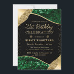 緑と金ゴールド冬の続編21st誕生日 招待状<br><div class="desc">緑と金ゴールドエレガントの冬のシーケンスクリスマスエッジデザインと金ゴールド要素</div>