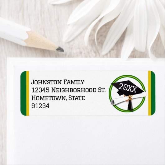 緑と金ゴールド卒業 ラベル (インサイチュ)