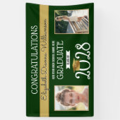 緑と金ゴールド卒業 横断幕 (縦)