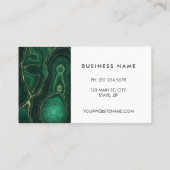 緑と金ゴールド大理石マラカイト石 名刺 (裏面)