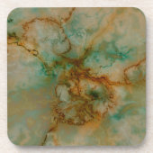 緑と金ゴールド大理石 コースター (正面)