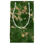 緑と金ゴールド大理石 スモールペーパーバッグ (正面)