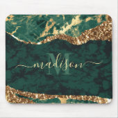 緑と金ゴールド大理石 マウスパッド (正面)