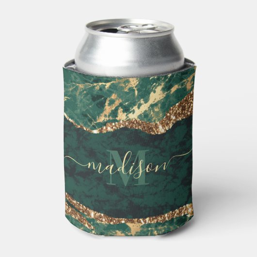緑と金ゴールド大理石 缶クーラー (缶正面)