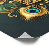 緑と金ゴールド孔雀フレーム聖書の詩 ポスター (角)