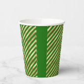 緑と金ゴールド対角ストライプフェスティバル紙カップ 紙コップ (左)