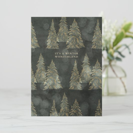 緑と金ゴールド常緑樹冬ワンダーランド シーズンカード (スタンド正面)