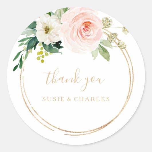 緑と金ゴールド幾何エレガントもありがとう ラウンドシール (正面)