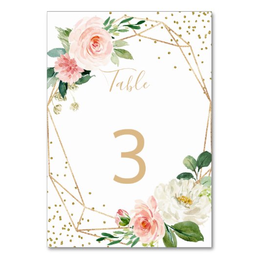 緑と金ゴールド幾何エレガントフローラ結婚 テーブルナンバー (裏面)