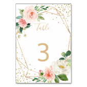 緑と金ゴールド幾何エレガントフローラ結婚 テーブルナンバー (正面)