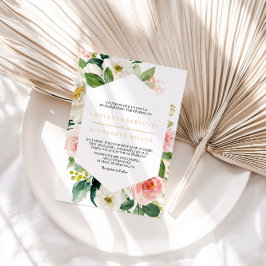 緑と金ゴールド幾何エレガントフローラ結婚 招待状